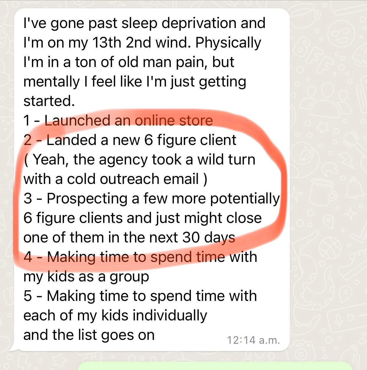 Cold outreach DM example from Frankie's swipe vault for agency owners