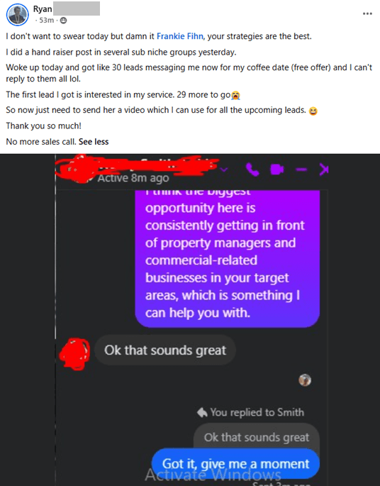 Ask Frankie AI response tailored to a specific agency business situation